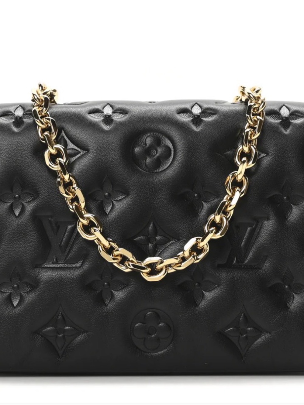 Louis Vuitton Black Quilted Monogram Shoulder Bag with Gold Chain